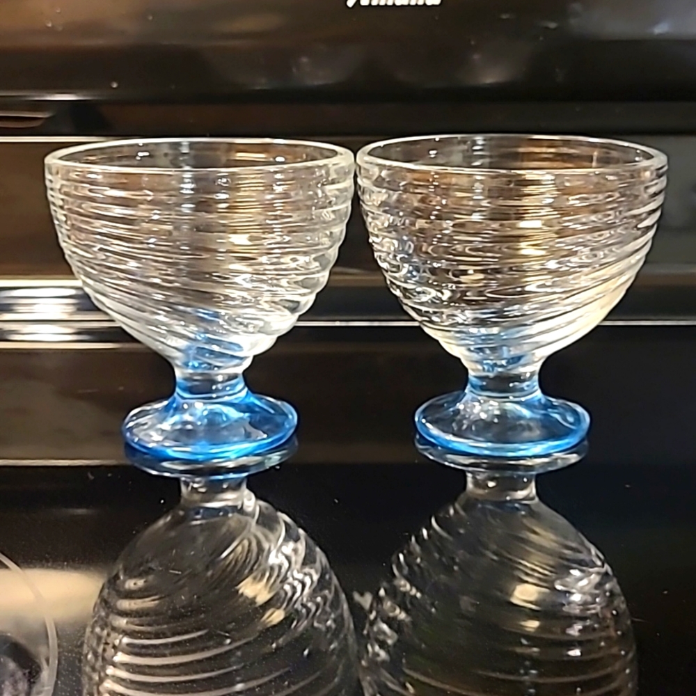 Anchor Hocking Manhattan Park Avenue Depression Glass Bowls Blue Vintage